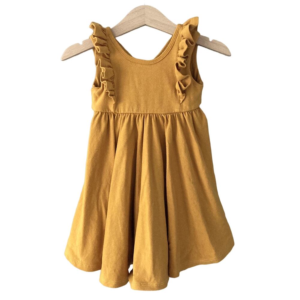 Remie Girl Ruffle Tank Twirl Dress - Mustard Yellow / Saffron - 18-24M